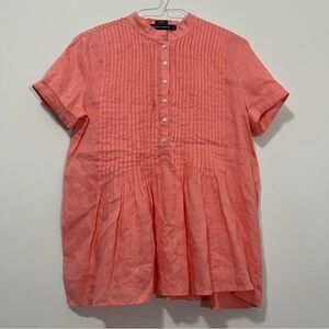 Island Company 100% Linen Salem Tunic Top Women's M Seafire Peachy Pink Beach